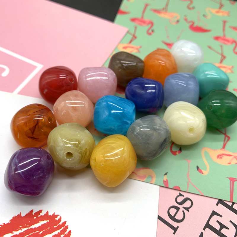 Nauja 10 vnt netaisyklingų apvalių akrilo karoliukų tarpiklis palaidi karoliukai papuošalams gaminti „pasidaryk pats“ apyrankė #Pink