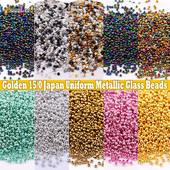 5/10g 1,5mm Ομοιόμορφες μεταλλικές χάντρες μπρονζέ γυάλινες χάντρες 15/0 Golden Japan Loose Seed Beads for Jewelry Making Bracelets Accessories DIY