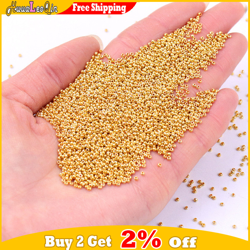 5/10g 1,5mm Ομοιόμορφες μεταλλικές χάντρες μπρονζέ γυάλινες χάντρες 15/0 Golden Japan Loose Seed Beads for Jewelry Making Bracelets Accessories DIY