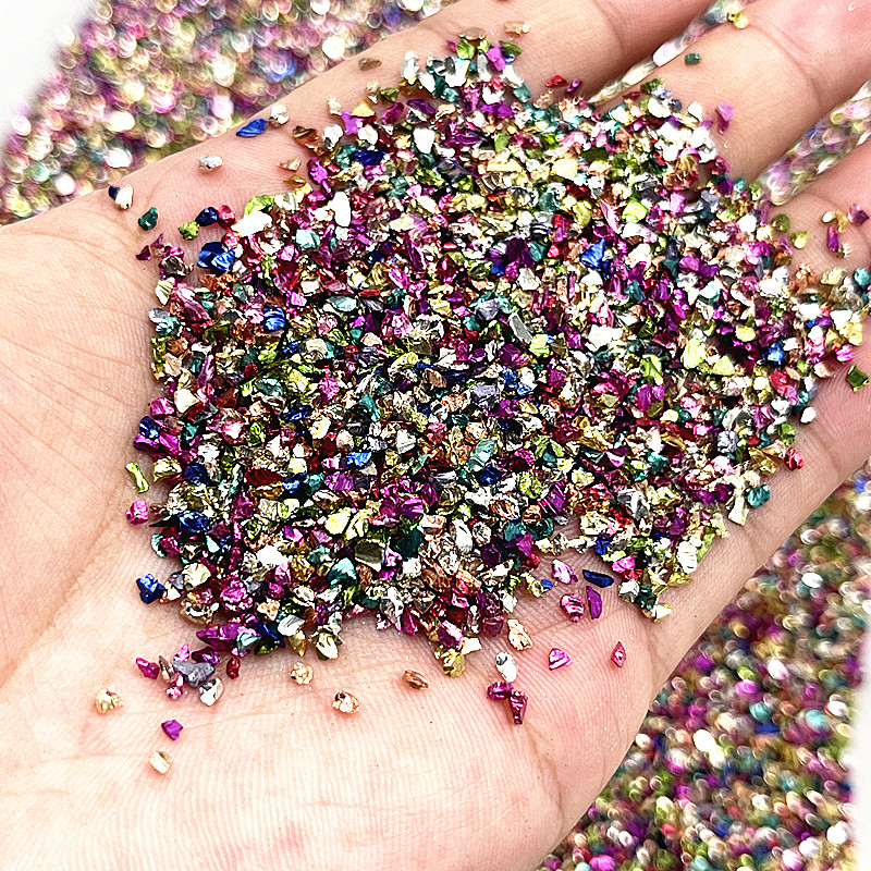 15g/tétel Színes Üveg Fém Zúzott Kövek Szilikon Gyanta Töltelékek Ékszerkészítéshez Barkácsolás Epoxigyanta Forma körömdíszítés