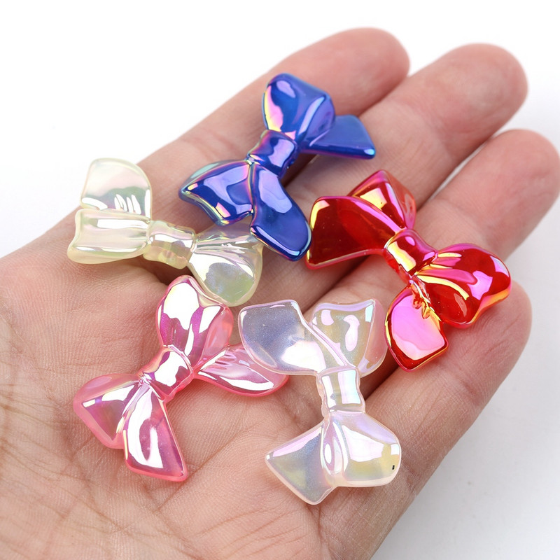 20 kom/lot Bowknot Shape Akrilne perle s ravnom rupom svijetle boje za izradu nakita Lanac za telefon s perlama DIY dodaci