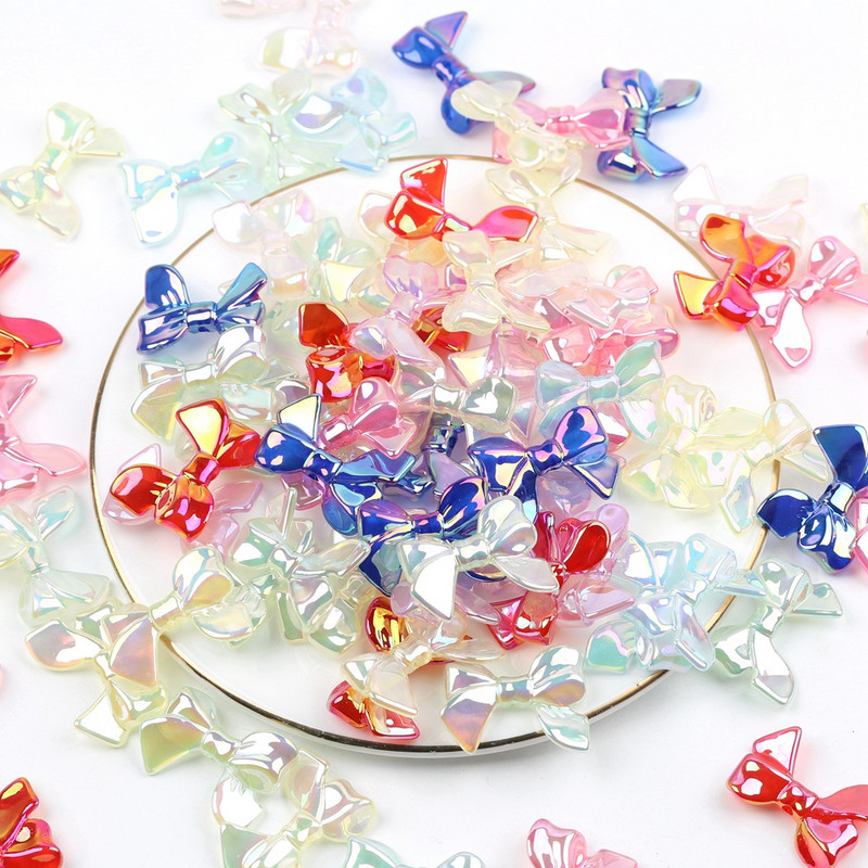 20 kom/lot Bowknot Shape Akrilne perle s ravnom rupom svijetle boje za izradu nakita Lanac za telefon s perlama DIY dodaci