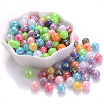 6mm 8mm Polyhedron Faceted Earth Beads Ακρυλικές χάντρες για κοσμήματα Κατασκευή DIY Loose Spacer Beads Earring βραχιόλια Προμήθειες χειροτεχνίας