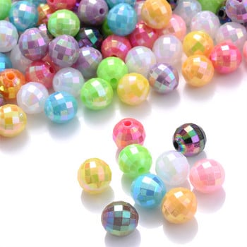 6mm 8mm Polyhedron Faceted Earth Beads Ακρυλικές χάντρες για κοσμήματα Κατασκευή DIY Loose Spacer Beads Earring βραχιόλια Προμήθειες χειροτεχνίας