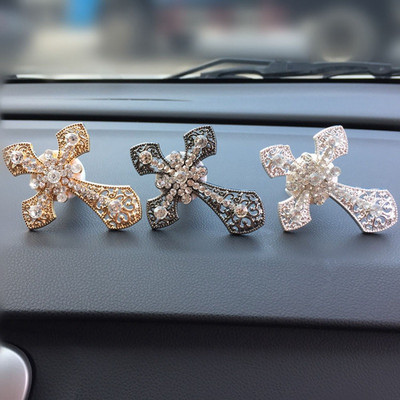 1vnt automobilio papuošalas Crystal Cross Jesus oro gaiviklis Diamond Automobiles Interjero puošmena Kvepalų spaustuko difuzorius