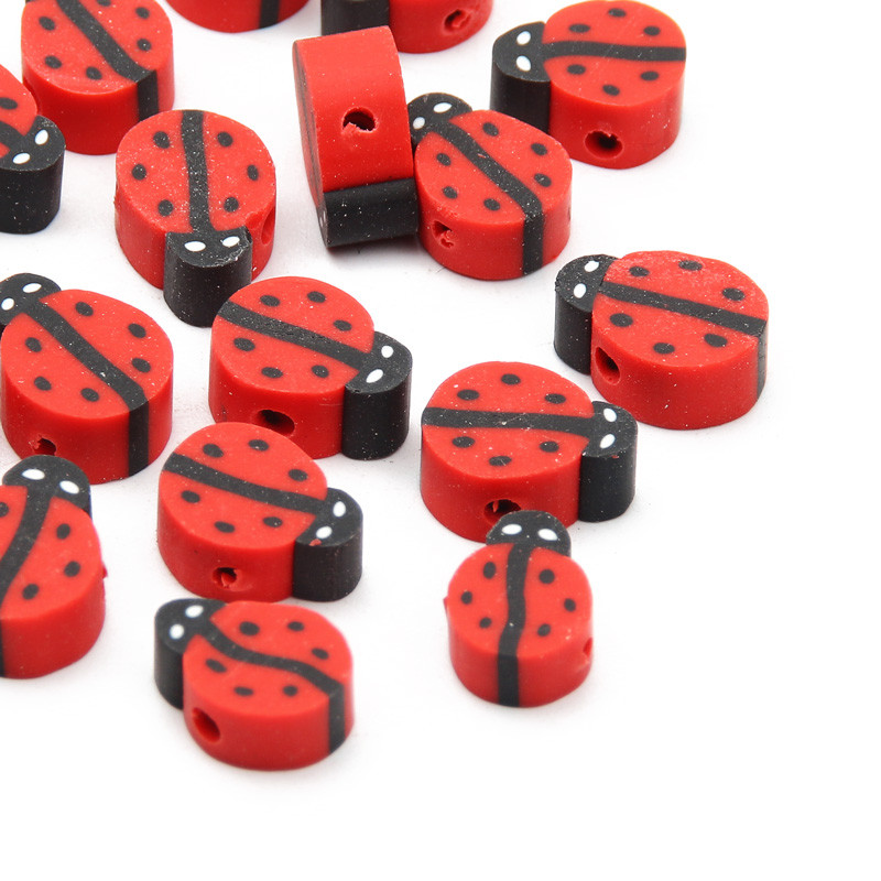 20/50/100 τμχ/παρτίδα Κόκκινες χάντρες πασχαλίτσας Χάντρες από πολυμερές πηλό Χειροποίητες Χαλαρές χάντρες για κοσμήματα Αξεσουάρ βραχιολιών Diy