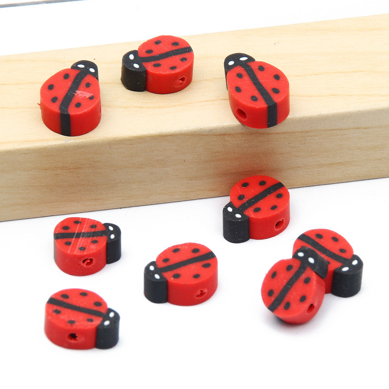 20/50/100 τμχ/παρτίδα Κόκκινες χάντρες πασχαλίτσας Χάντρες από πολυμερές πηλό Χειροποίητες Χαλαρές χάντρες για κοσμήματα Αξεσουάρ βραχιολιών Diy