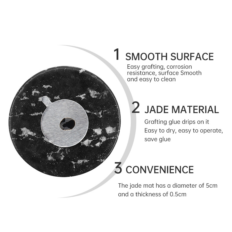 1 τεμ. Κόλλα βλεφαρίδων αυτοκόλλητη παλέτα εμβολιασμού φλάντζα στρογγυλής παλέτας Jade Stone Eyelash Extension Glue Pad Tools Holder Pallet