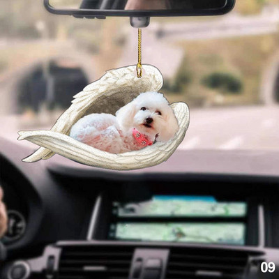 1PC Sleeping Angel Dogs Hang Ornament Privjesak za ključeve Interijer Retrovizor Ogledalo Dekor Slatki smiješni kućni ukrasi za glavu Pokloni Akril