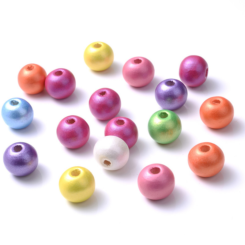 30/10Pcs 10/16mm Στρογγυλές Ξύλινες Χάντρες Φωτεινές πολύχρωμες Χάντρες διαχωρισμού για κοσμήματα Κατασκευή Diy Κολιέ Βραχιόλια Αξεσουάρ Χονδρική