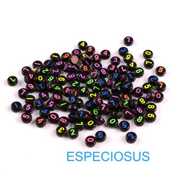 Flat Heart Shape 7mm Mixed Colorful Acrylic Digit Beads For DIY Numeral Spacer Jewelry Bracelets Handcraft Making Figure 100pcs