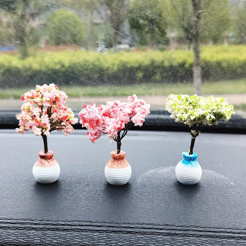 Auto minipuukaunistused keskkonsool Autole paigaldatav roheliste taimede tarvikud Simuleeritud lillekaunistus Armas kingitus tüdrukutele