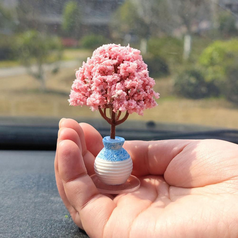 Auto minipuukaunistused keskkonsool Autole paigaldatav roheliste taimede tarvikud Simuleeritud lillekaunistus Armas kingitus tüdrukutele