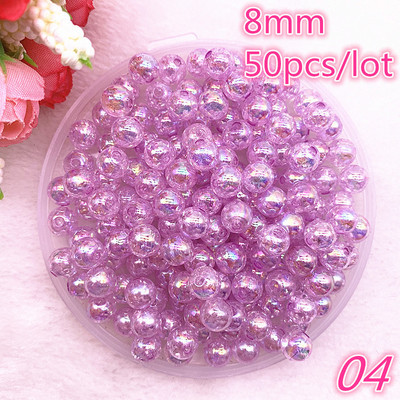 Uus 50 tk/partii 8mm läbipaistev katkine lill AB värvilised ümmargused helmed lahtised vahehelmed ehete valmistamiseks isetegemise käevõru
