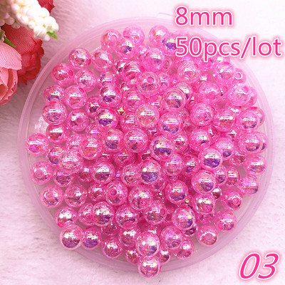 Uus 50 tk/partii 8mm läbipaistev katkine lill AB värvilised ümmargused helmed lahtised vahehelmed ehete valmistamiseks isetegemise käevõru