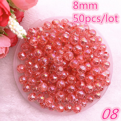 Uus 50 tk/partii 8mm läbipaistev katkine lill AB värvilised ümmargused helmed lahtised vahehelmed ehete valmistamiseks isetegemise käevõru