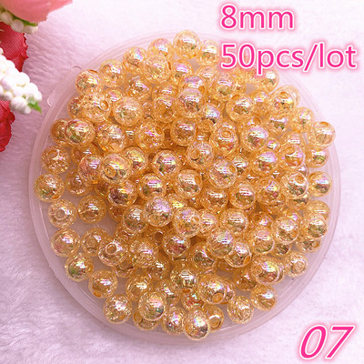 Uus 50 tk/partii 8mm läbipaistev katkine lill AB värvilised ümmargused helmed lahtised vahehelmed ehete valmistamiseks isetegemise käevõru