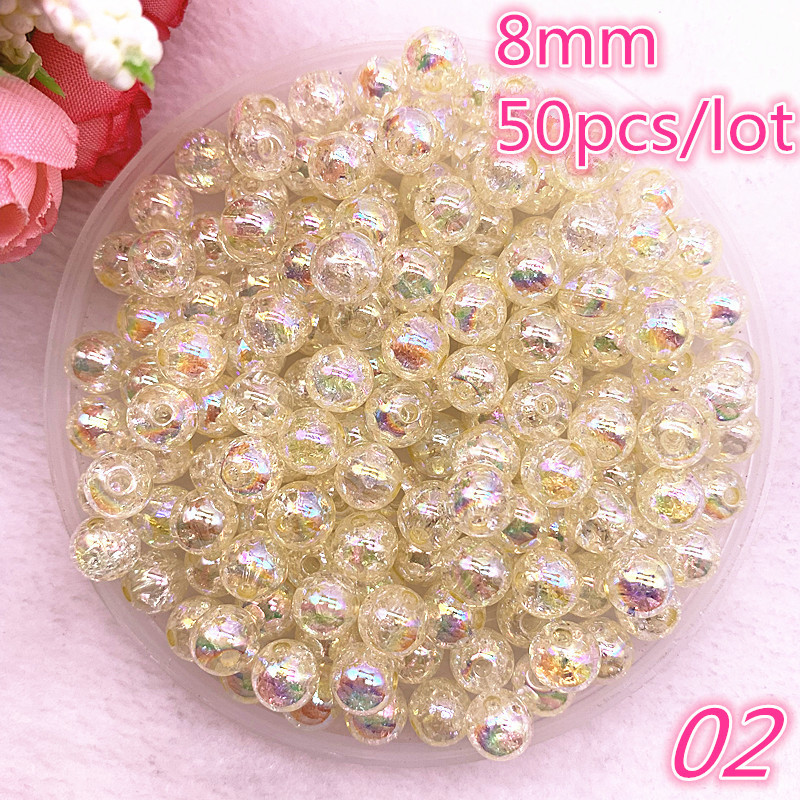 Uus 50 tk/partii 8mm läbipaistev katkine lill AB värvilised ümmargused helmed lahtised vahehelmed ehete valmistamiseks isetegemise käevõru