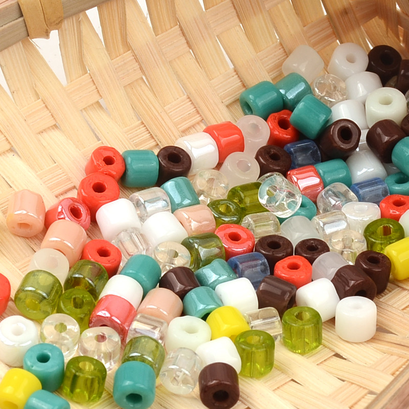 4x5 mm-es többszínű nagy lyukú kocka csövek gyöngyök laza távtartó gyöngyök ékszerkészítéshez, barkácsolás, kézzel készített karkötő varázsi kiegészítők