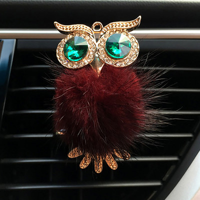 Diamond Fur Owl Car Αποσμητικό αέρα Auto Outlet Κλιπ Άρωμα Άρωμα Άρωμα Αυτοκινήτου Diffuser Bling Αξεσουάρ αυτοκινήτου Δώρα διακόσμησης εσωτερικού χώρου