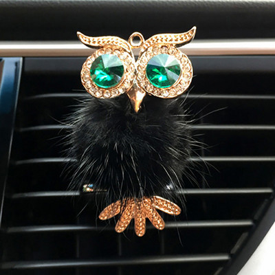Diamond Fur Owl Car Αποσμητικό αέρα Auto Outlet Κλιπ Άρωμα Άρωμα Άρωμα Αυτοκινήτου Diffuser Bling Αξεσουάρ αυτοκινήτου Δώρα διακόσμησης εσωτερικού χώρου