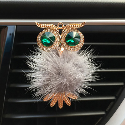 Diamond Fur Owl Car Αποσμητικό αέρα Auto Outlet Κλιπ Άρωμα Άρωμα Άρωμα Αυτοκινήτου Diffuser Bling Αξεσουάρ αυτοκινήτου Δώρα διακόσμησης εσωτερικού χώρου