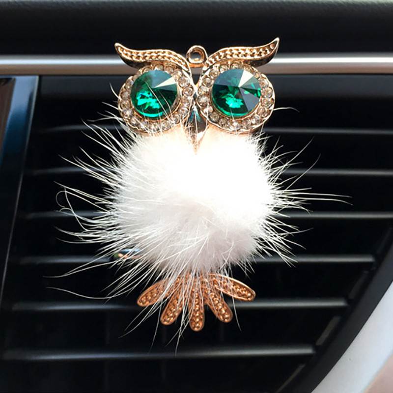 Diamond Fur Owl Car Αποσμητικό αέρα Auto Outlet Κλιπ Άρωμα Άρωμα Άρωμα Αυτοκινήτου Diffuser Bling Αξεσουάρ αυτοκινήτου Δώρα διακόσμησης εσωτερικού χώρου