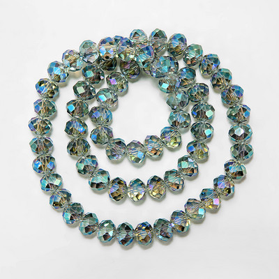 1 szál nyári színes átlátszó fényes AB kristály Rondelle üvegcsiszolt gyöngyök ékszerkészítéshez, barkácsolás kiegészítőkhöz