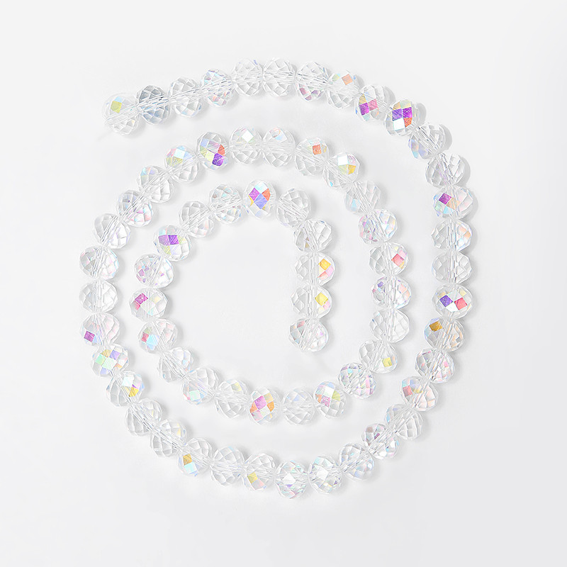 1 szál nyári színes átlátszó fényes AB kristály Rondelle üvegcsiszolt gyöngyök ékszerkészítéshez, barkácsolás kiegészítőkhöz