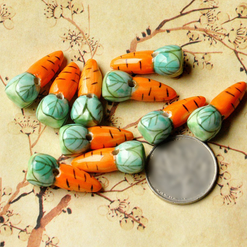 10db 26*10mm sárgarépa kerámia gyöngyök barkács távtartó gyöngyök porcelán laza gyöngyök ékszerkészítéshez