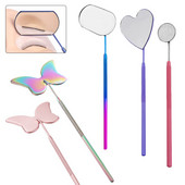 1 τεμ. Επέκταση βλεφαρίδων Φορητός καθρέφτης εμβολιασμού από ανοξείδωτο χάλυβα με μακριά λαβή καθρέφτη Εργαλεία μακιγιάζ Ελέγξτε την επέκταση ψεύτικων βλεφαρίδων