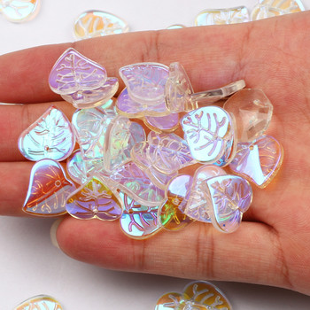Стъклени мъниста Прозрачни цветни 13x15 мм висулки с листа Градиентни мъниста от чешки кристал за изработка на бижута Направи си сам бижута Мъниста Консумативи