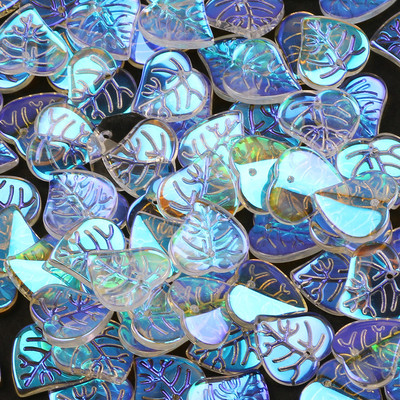Mărgele de sticlă, colorate transparente, 13x15mm, pandantive cu frunze, mărgele de cristal ceh cu gradient, pentru realizarea de bijuterii, bricolaj, mărgele de bijuterii.