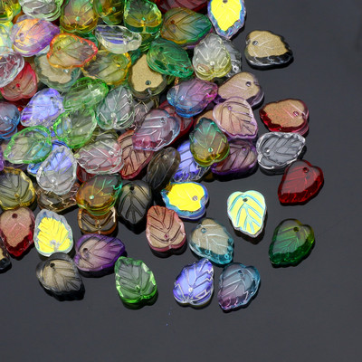 Γυάλινες χάντρες Διάφανα έγχρωμα μενταγιόν 13x15 χιλιοστών Φύλλο ντεγκραντέ Χάντρες τσέχικου κρυστάλλου για κοσμήματα Κατασκευή DIY κοσμήματα χάντρες προμήθειες