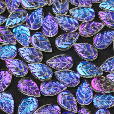 Γυάλινες χάντρες Διάφανα έγχρωμα μενταγιόν 13x15 χιλιοστών Φύλλο ντεγκραντέ Χάντρες τσέχικου κρυστάλλου για κοσμήματα Κατασκευή DIY κοσμήματα χάντρες προμήθειες