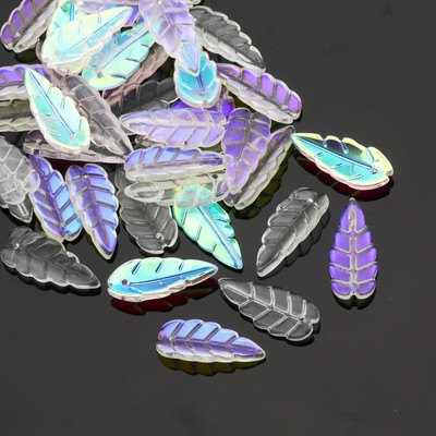 Γυάλινες χάντρες Διάφανα έγχρωμα μενταγιόν 13x15 χιλιοστών Φύλλο ντεγκραντέ Χάντρες τσέχικου κρυστάλλου για κοσμήματα Κατασκευή DIY κοσμήματα χάντρες προμήθειες