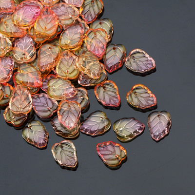 Γυάλινες χάντρες Διάφανα έγχρωμα μενταγιόν 13x15 χιλιοστών Φύλλο ντεγκραντέ Χάντρες τσέχικου κρυστάλλου για κοσμήματα Κατασκευή DIY κοσμήματα χάντρες προμήθειες