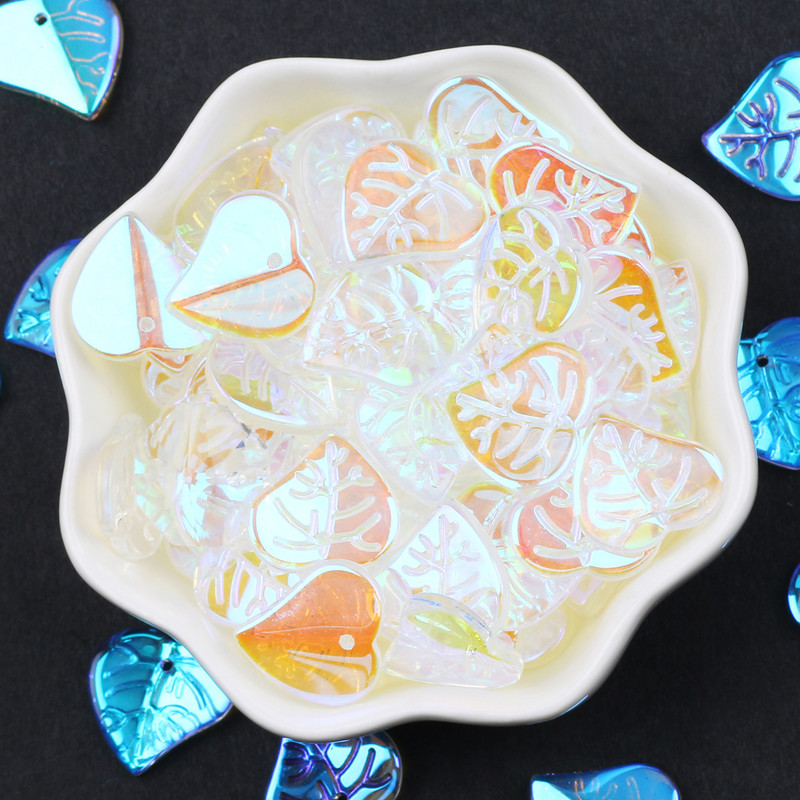 Γυάλινες χάντρες Διάφανα έγχρωμα μενταγιόν 13x15 χιλιοστών Φύλλο ντεγκραντέ Χάντρες τσέχικου κρυστάλλου για κοσμήματα Κατασκευή DIY κοσμήματα χάντρες προμήθειες