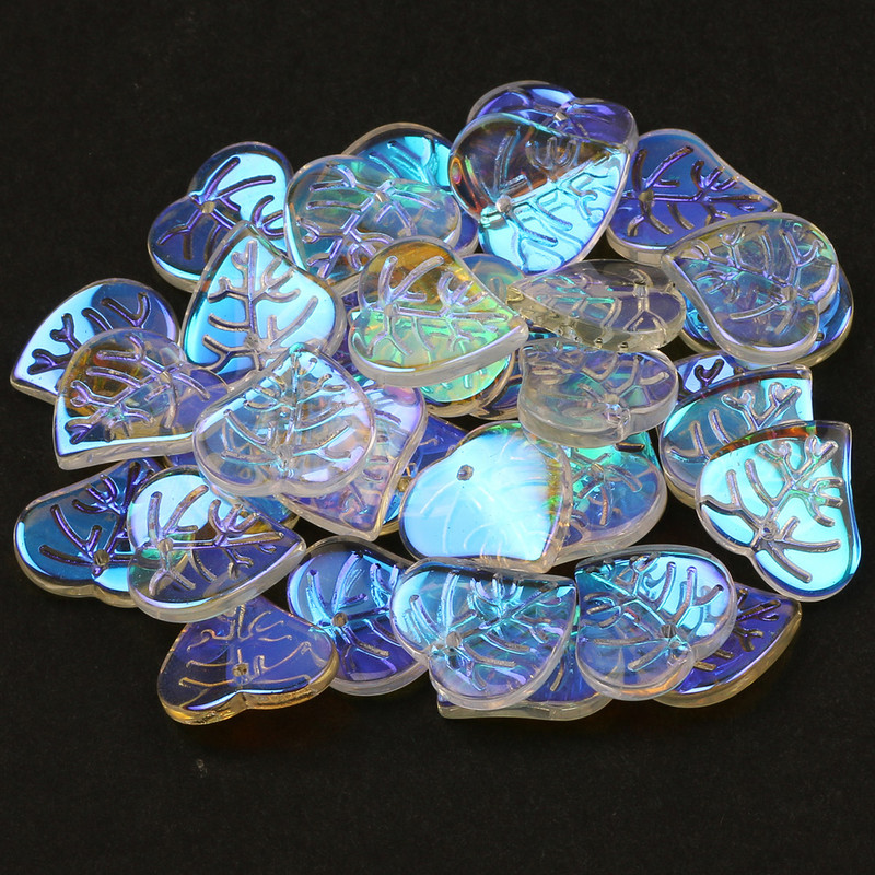 Γυάλινες χάντρες Διάφανα έγχρωμα μενταγιόν 13x15 χιλιοστών Φύλλο ντεγκραντέ Χάντρες τσέχικου κρυστάλλου για κοσμήματα Κατασκευή DIY κοσμήματα χάντρες προμήθειες