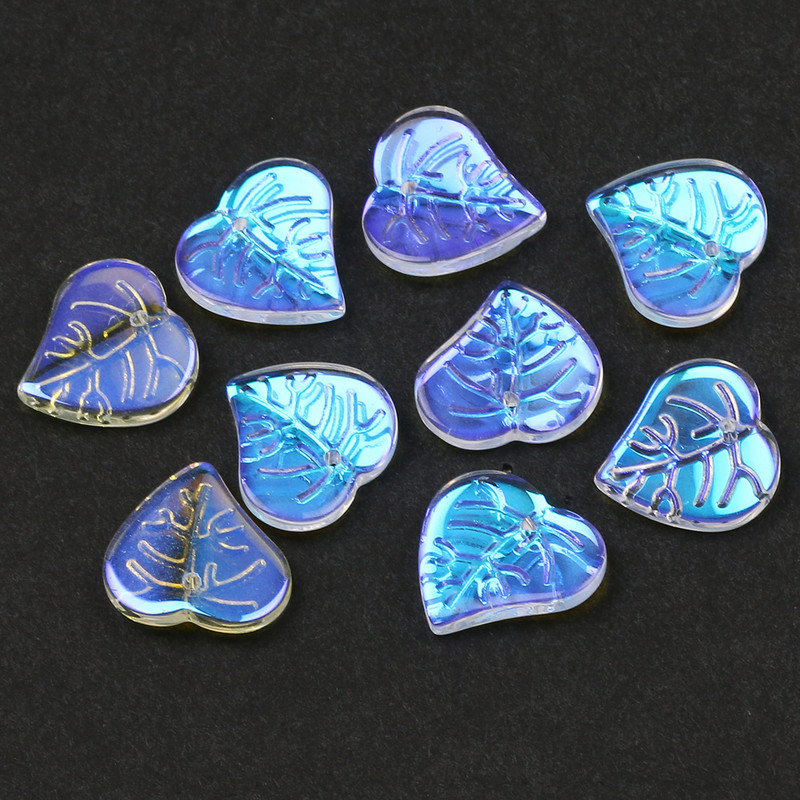 Γυάλινες χάντρες Διάφανα έγχρωμα μενταγιόν 13x15 χιλιοστών Φύλλο ντεγκραντέ Χάντρες τσέχικου κρυστάλλου για κοσμήματα Κατασκευή DIY κοσμήματα χάντρες προμήθειες