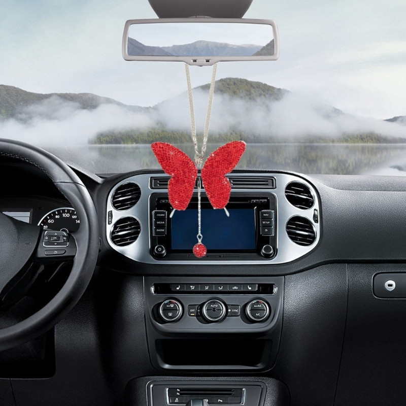 Blingi autotarvikud naistele ja meestele Teemantautode tarvikud Crystal autode tahavaatepeeglid CharmsLucky Hangings Parts AOS