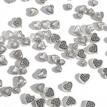 20/30/50 бр. 6-10 мм тибетски антични сребърни талисмани със сърце, метални дистанционни мъниста за изработка на бижута Направи си сам аксесоари