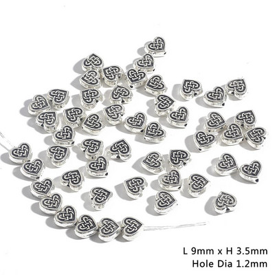 20/30/50 tk 6-10 mm Tiibeti antiikhõbedaga kaetud südamevõlusid metallist vahehelmed ehete tegemiseks isetegemise tarvikud