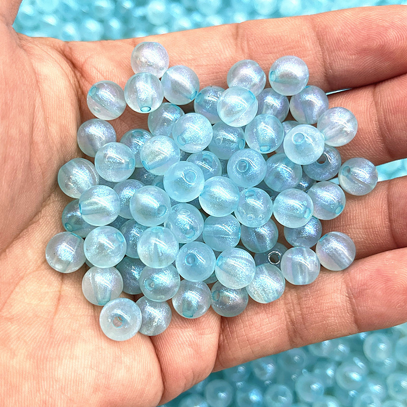 Νέα σειρά 8/10/12 mm διαφάνειας Golden Powder Στρογγυλές Ακρυλικές Χαλαρές Χάντρες για Αξεσουάρ Βραχιόλια Diy Κατασκευής Κοσμημάτων