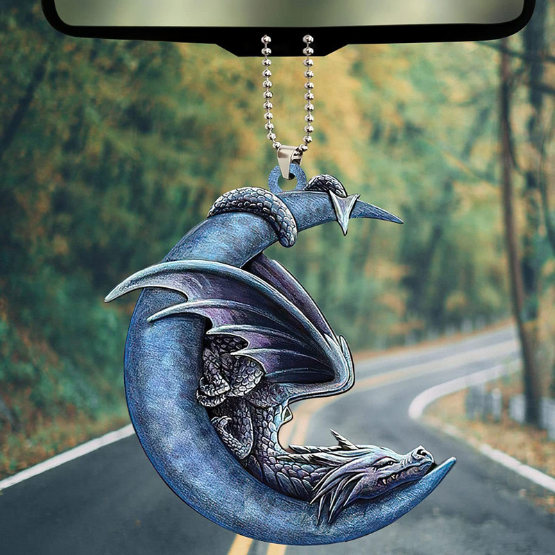 2023 Νέο μενταγιόν καθρέφτη αυτοκινήτου Blue Dragon Rose Κρεμάστρα αυτοκινήτου Αστεία αξεσουάρ φτερού αυτοκινήτου για αξεσουάρ αυτοκινήτου