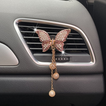 Пеперуда Щипка за вентилационен отвор за кола Освежител за въздух Декор за кола Изход за въздух Bling Diamond Butterfly Автомобилни аксесоари Интериор за жена