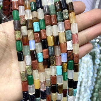 Φυσική πέτρα κύλινδρος Τυρκουάζ Αχάτες Jades Tiger Eye Spacer Loose Beads for Jewelry Making DIY βραχιόλι αξεσουάρ κολιέ