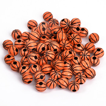 Πορτοκαλί Μαύρο Ακρυλικό Σχήμα Μπάσκετ 10 χιλιοστών Ακρυλικές Στρογγυλές Χαλαρές Χάντρες για Κεντήματα Βραχιόλι DIY