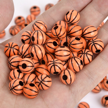 10 мм оранжево, черно, баскетболна форма, ивица, акрилни кръгли свободни мъниста за изработка на бижута Направи си сам гривна, аксесоари за ръкоделие