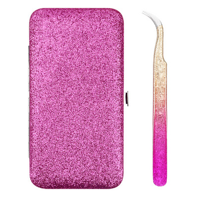 Τσιμπιδάκια επέκτασης βλεφαρίδων Ice Flower Design and Shiny Tweezers Θήκη αποθήκευσης Organizer Box Set Lash Tool Makeup Supplies